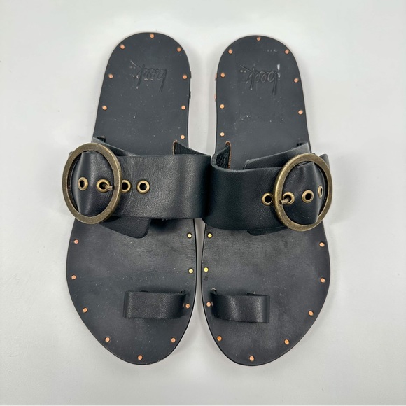 Beek Swift Ring Loop Buckle Gold Black Studded Sandals Women 6 - Picture 1 of 4